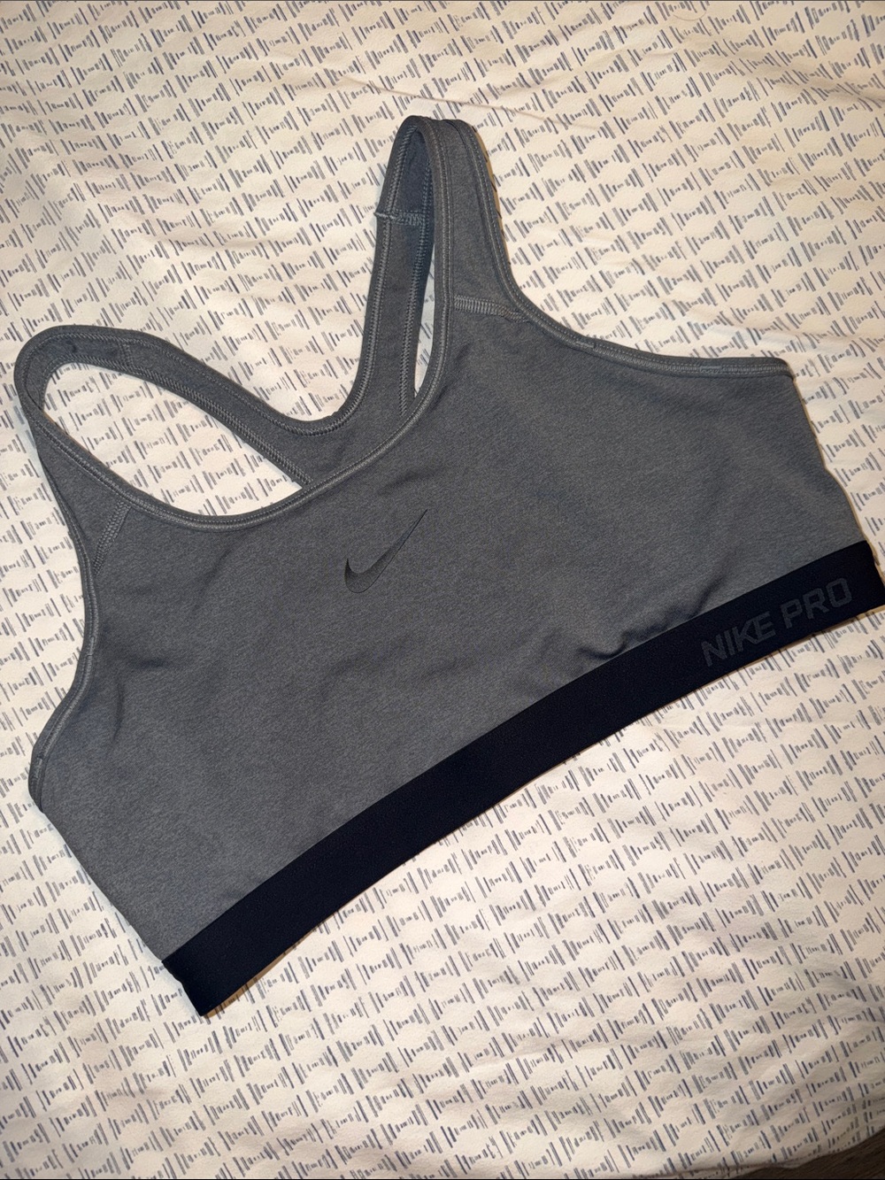 Nike Gray Racerback Sports Bra with Black Elastic Band